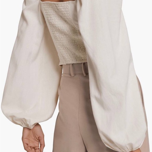 & Other Stories Cream Square-Neck Puff Sleeve Top - Picture 3 of 12